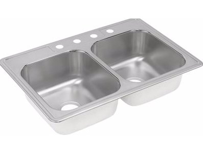 DAYTON DROP IN EQUAL DOUBLE BOWL SS SINK/33&quot; X 22&quot; X 8